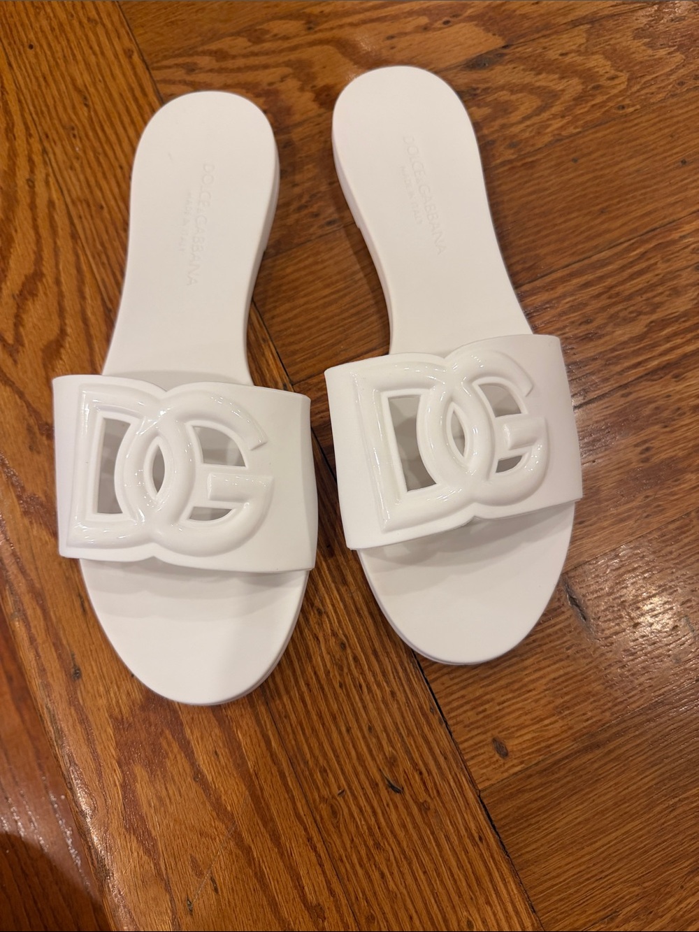 Size 39 & Gabbana White Logo Slide Sandals rubber no box - Picture 3 of 8